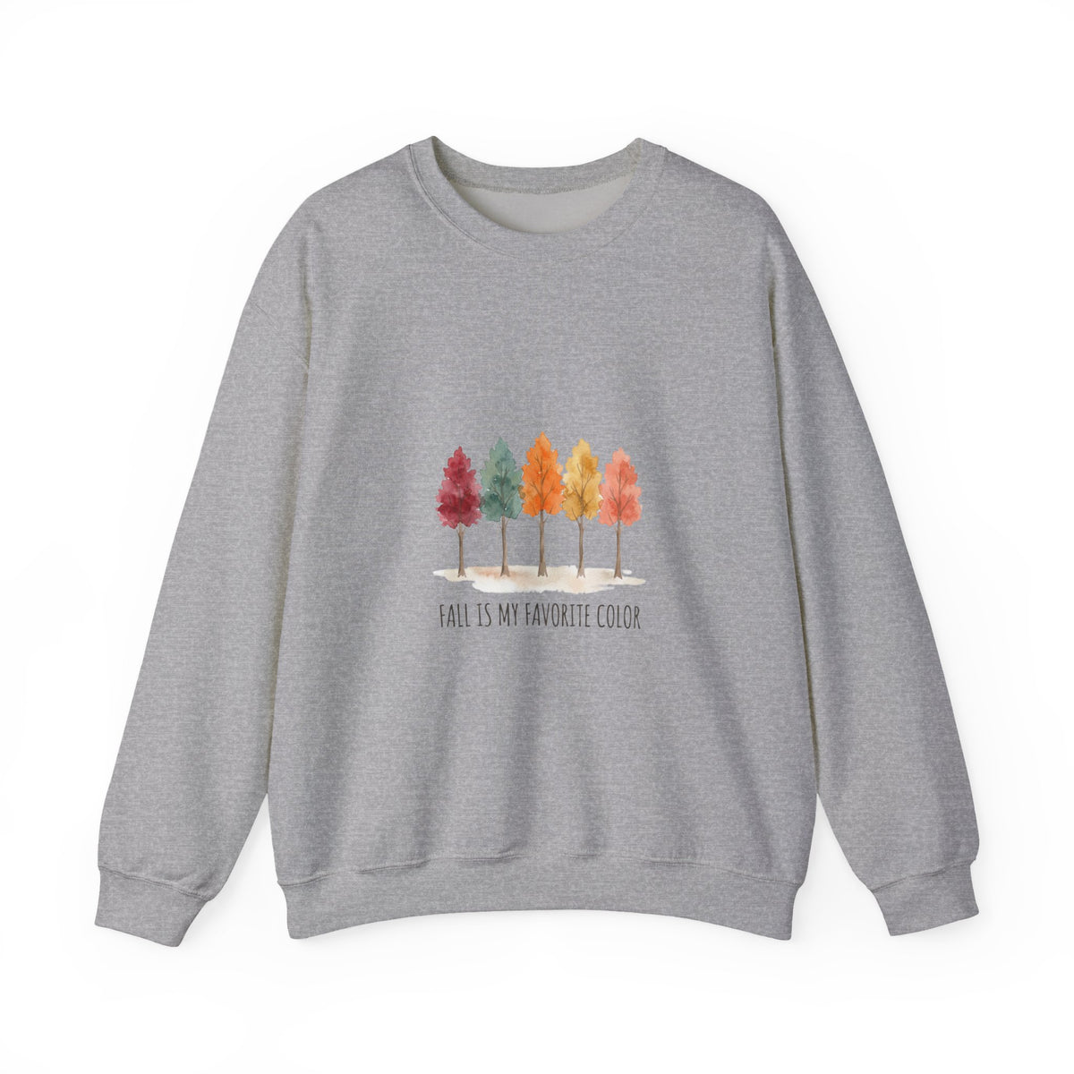 Sweat-shirt « Fall Trees » aquarelle Muta coloris Sport Grey, porté de face