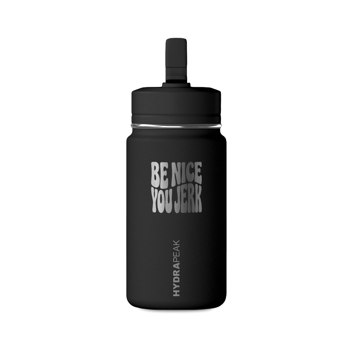 Gourde isotherme Muta coloris Black, détail du bouchon à paille
