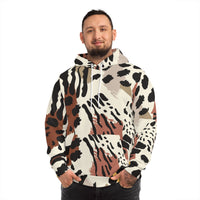 Sweat à capuche Muta à imprimé all-over animalier abstrait, porté de face