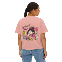 T-shirt boxy « Functioning? Yeah…Barely » Muta coloris Peachy, imprimé dos porté
