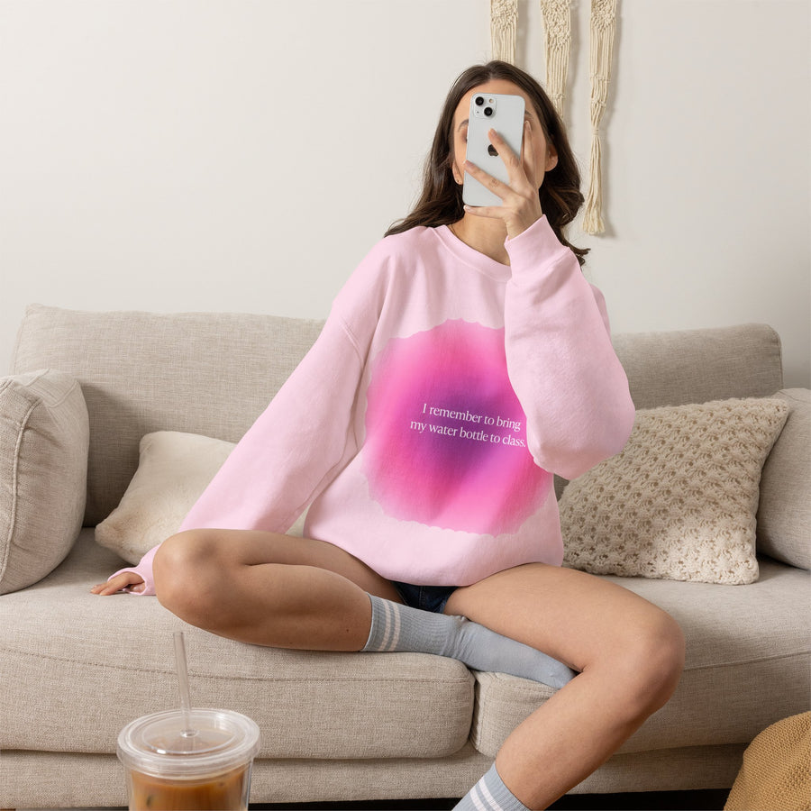 Sweat-shirt Muta aquarelle rose « I remember to bring my water bottle to class »