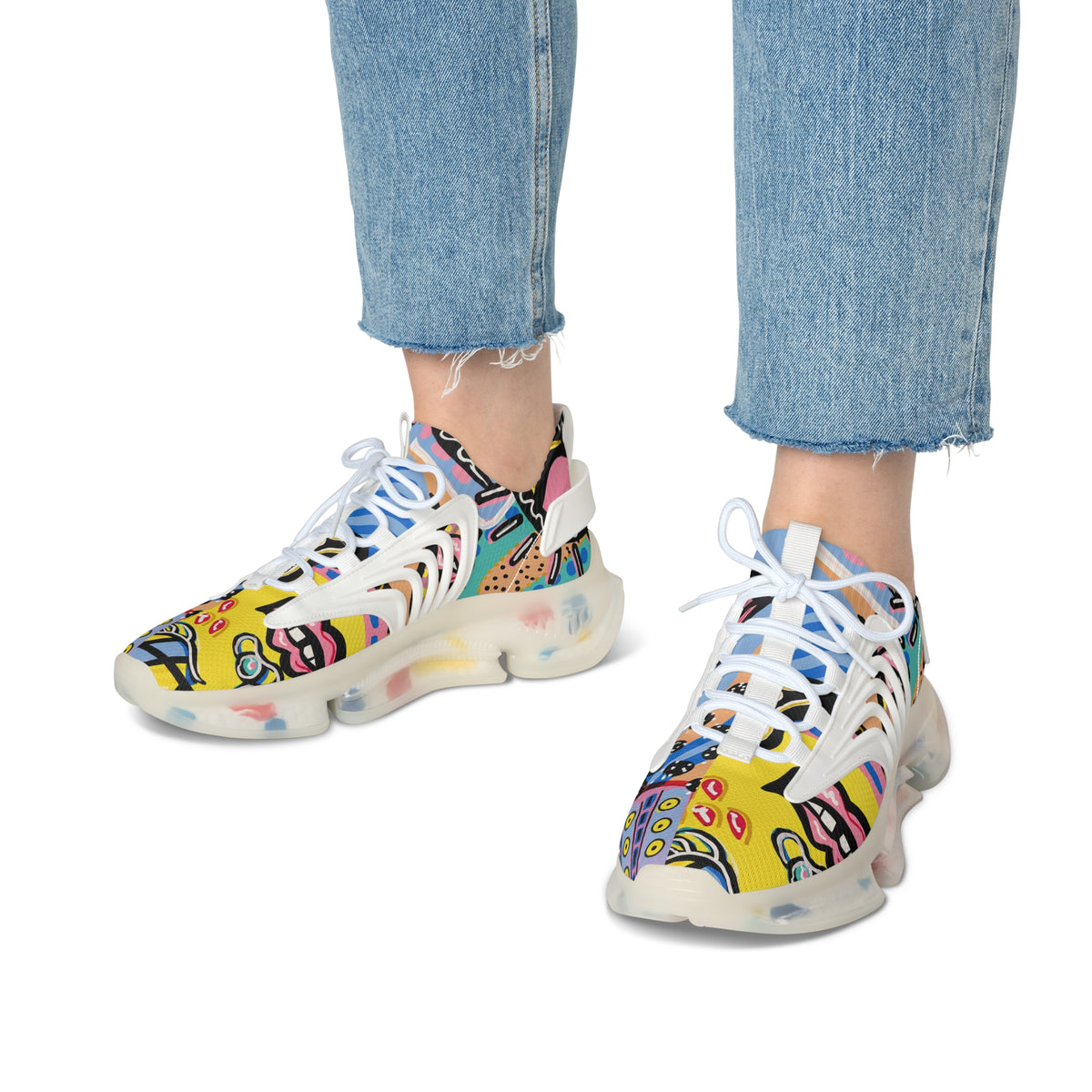Baskets Muta en maille imprimé pop art, semelle noire