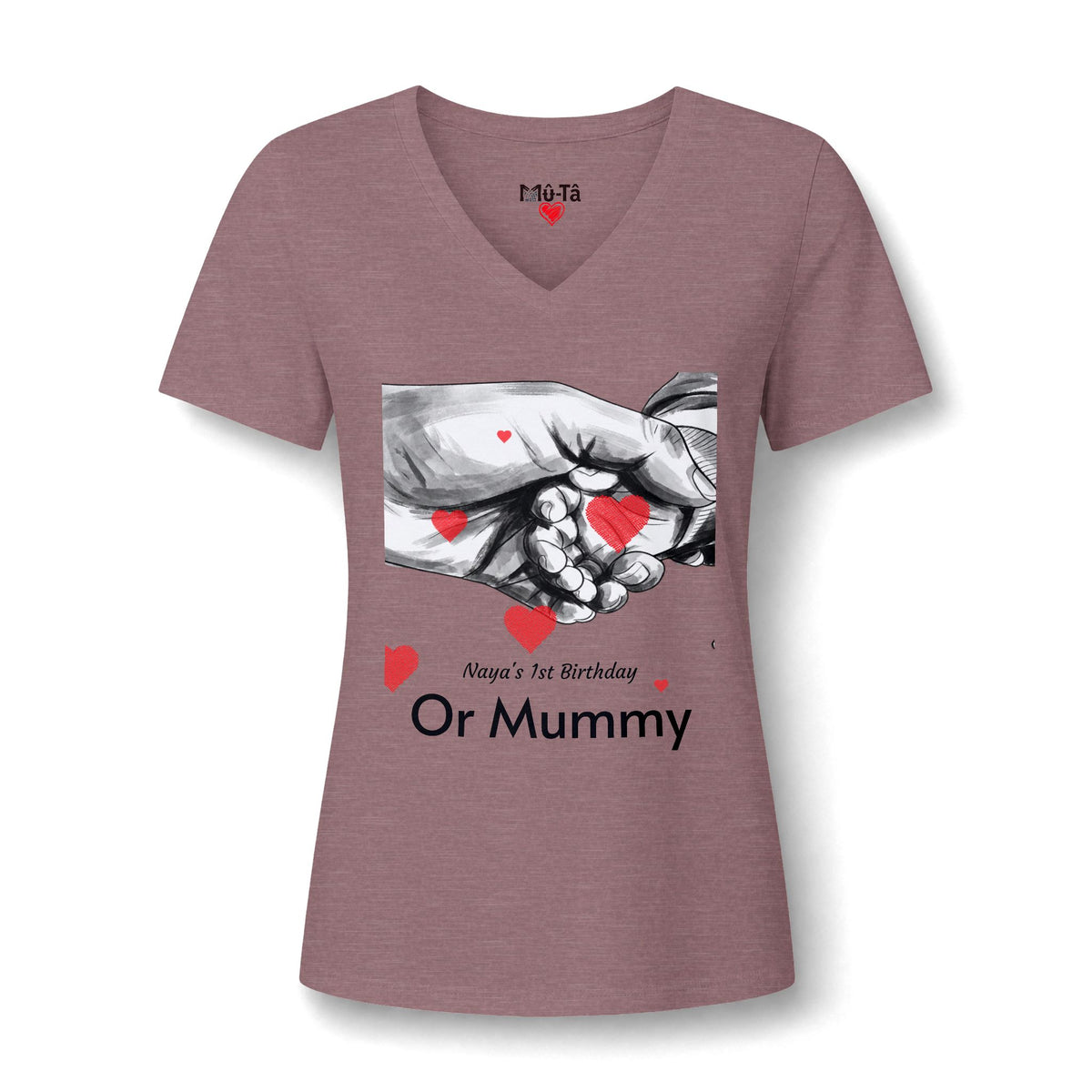 T-shirt col V « Always My Mummy » Muta, vue de trois quarts
