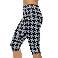 Legging corsaire Muta pied-de-poule noir et blanc, coutures blanches, visuel 5
