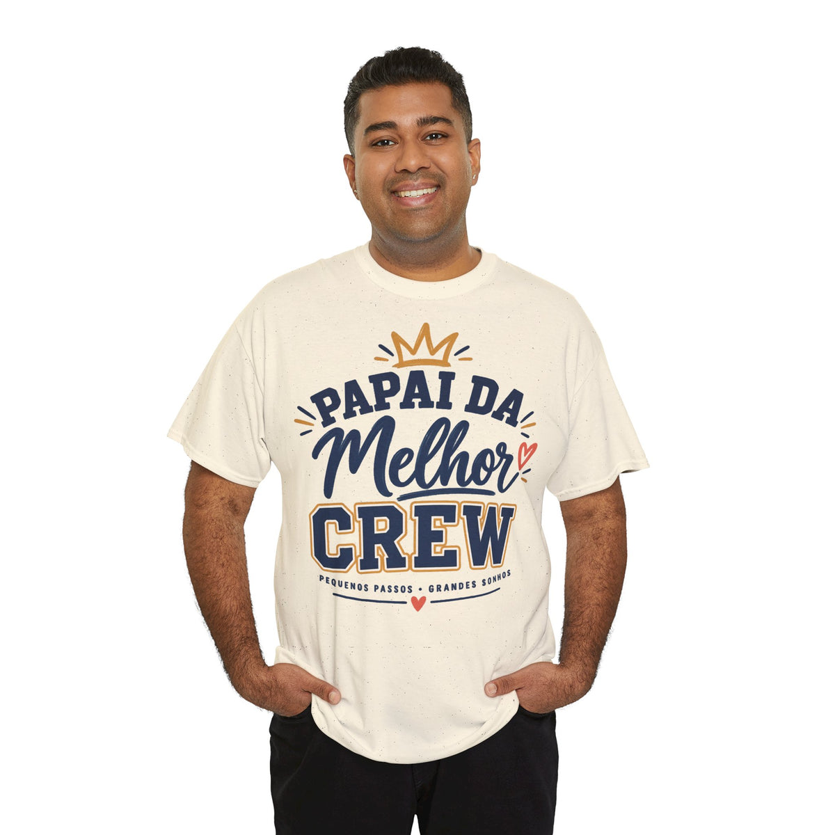 T-shirt « Papai da Melhor Crew » Muta coloris Natural, porté de face