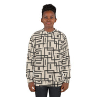 Sweat-shirt Muta à imprimé grille géométrique, porté de face par un second modèle
