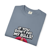 T-shirt « If You Don't Pay My Bills » Muta coloris Blue Jean, plié