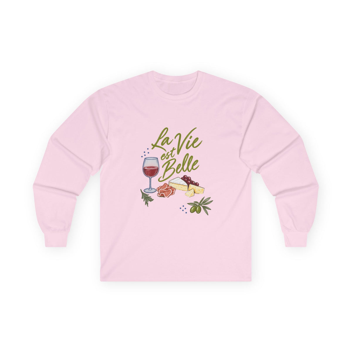 T-shirt manches longues « La Vie est Belle » Muta, coloris Light Pink