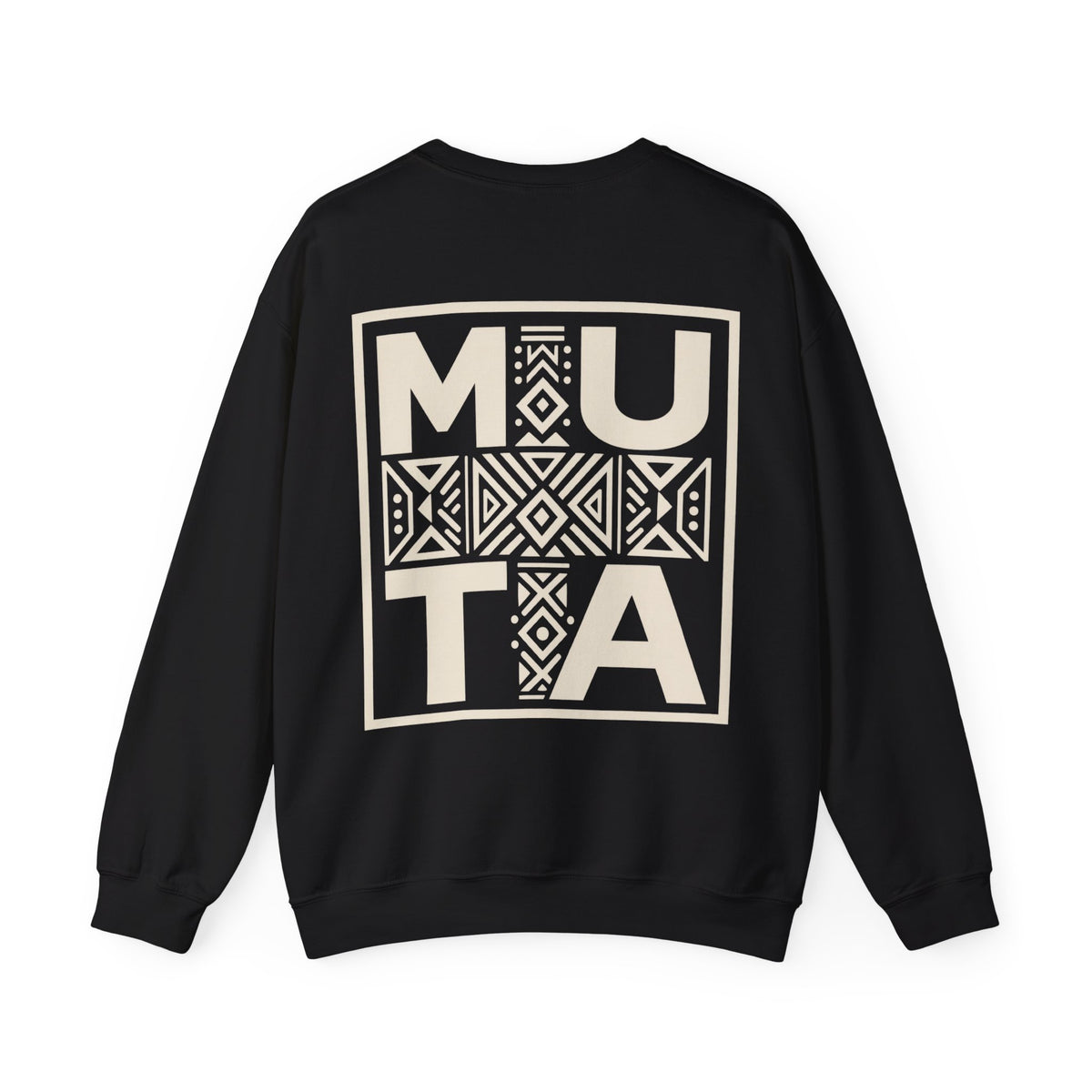 Sweat-shirt « MUTA Tribal Cross » coloris Black, porté de face