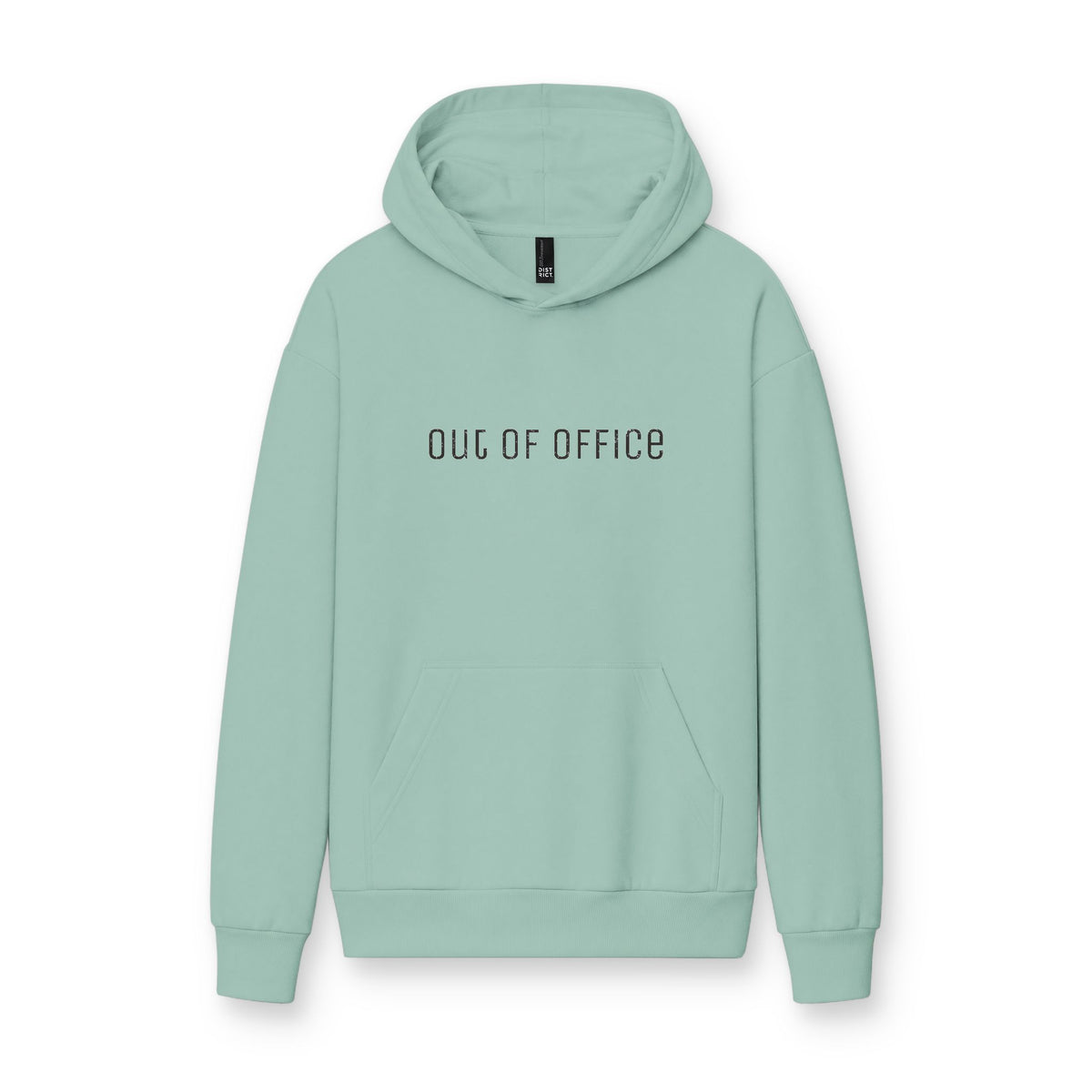 Hoodie « Out of Office » Muta coloris Dusty Sage, porté de face