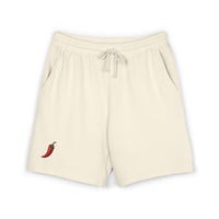 Short molleton Muta coloris Ivory, broderie piment rouge, mise à plat
