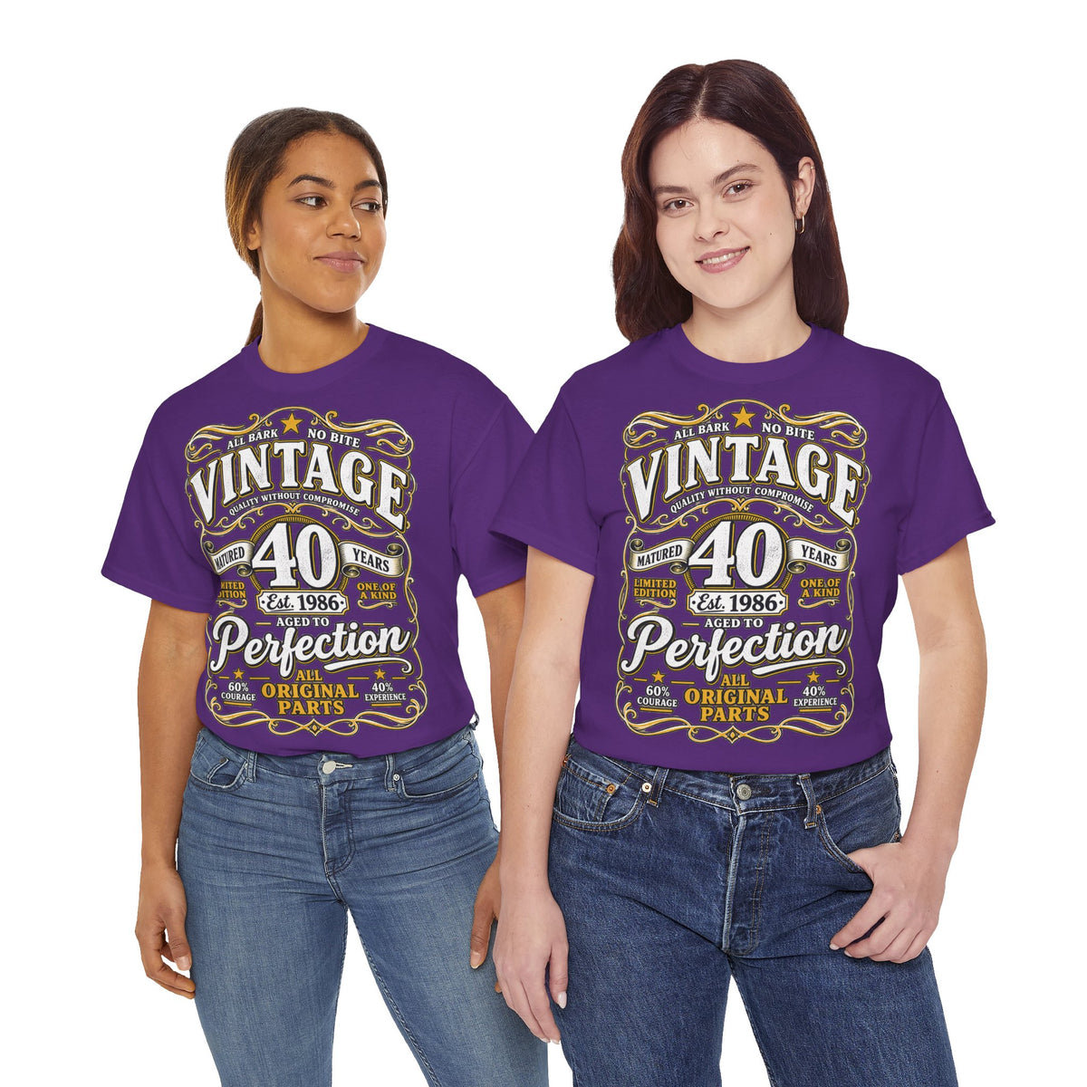 T-shirt « Aged to Perfection » 1986 Muta coloris Purple, porté de face