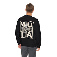 Sweat-shirt « MUTA Tribal Cross », à plat sur fond clair