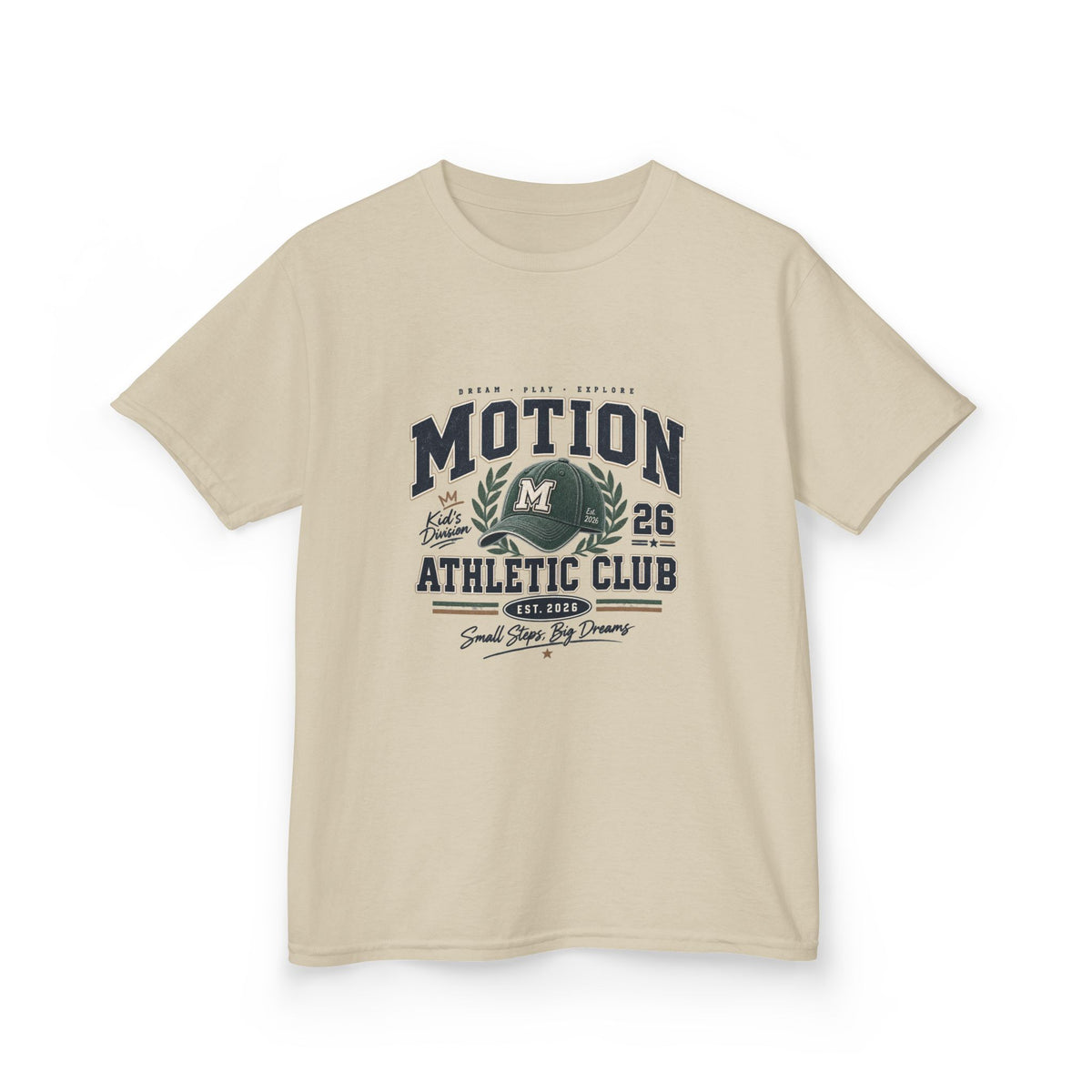 T-shirt enfant « Athletic Club Motion » Muta, détail de l'imprimé rétro