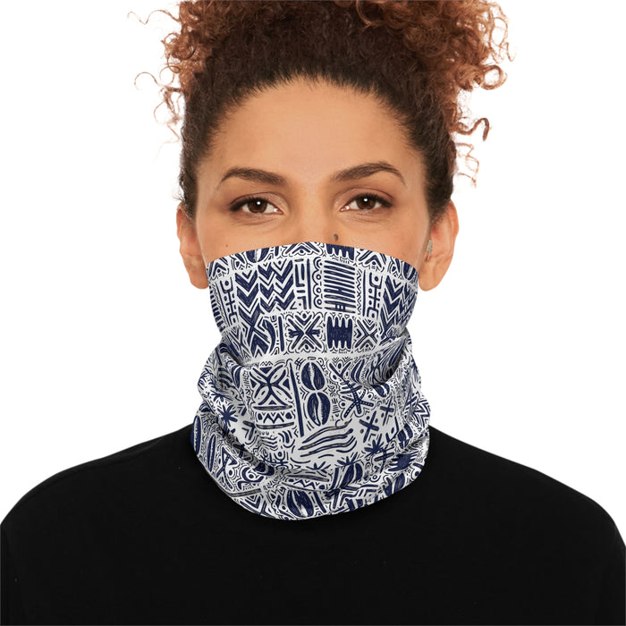 Winter Neck Gaiter — Navy Nordic Patchwork Thermal Face Mask