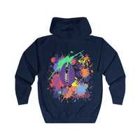 Sweat à capuche zippé Muta bleu marine, imprimé coquillages coloré au dos