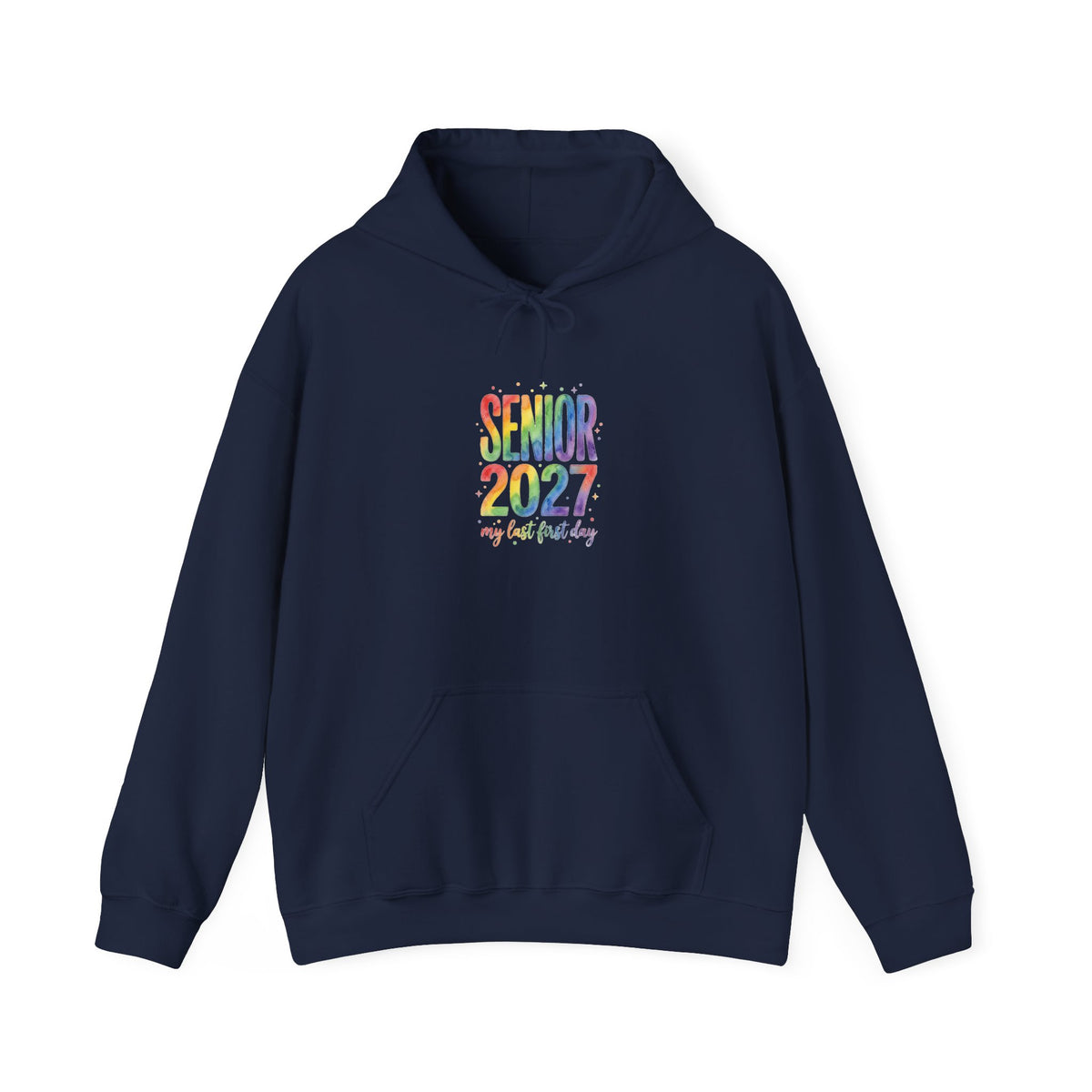 Hoodie « Senior 2027 Last First Day » Muta coloris Navy, porté de face