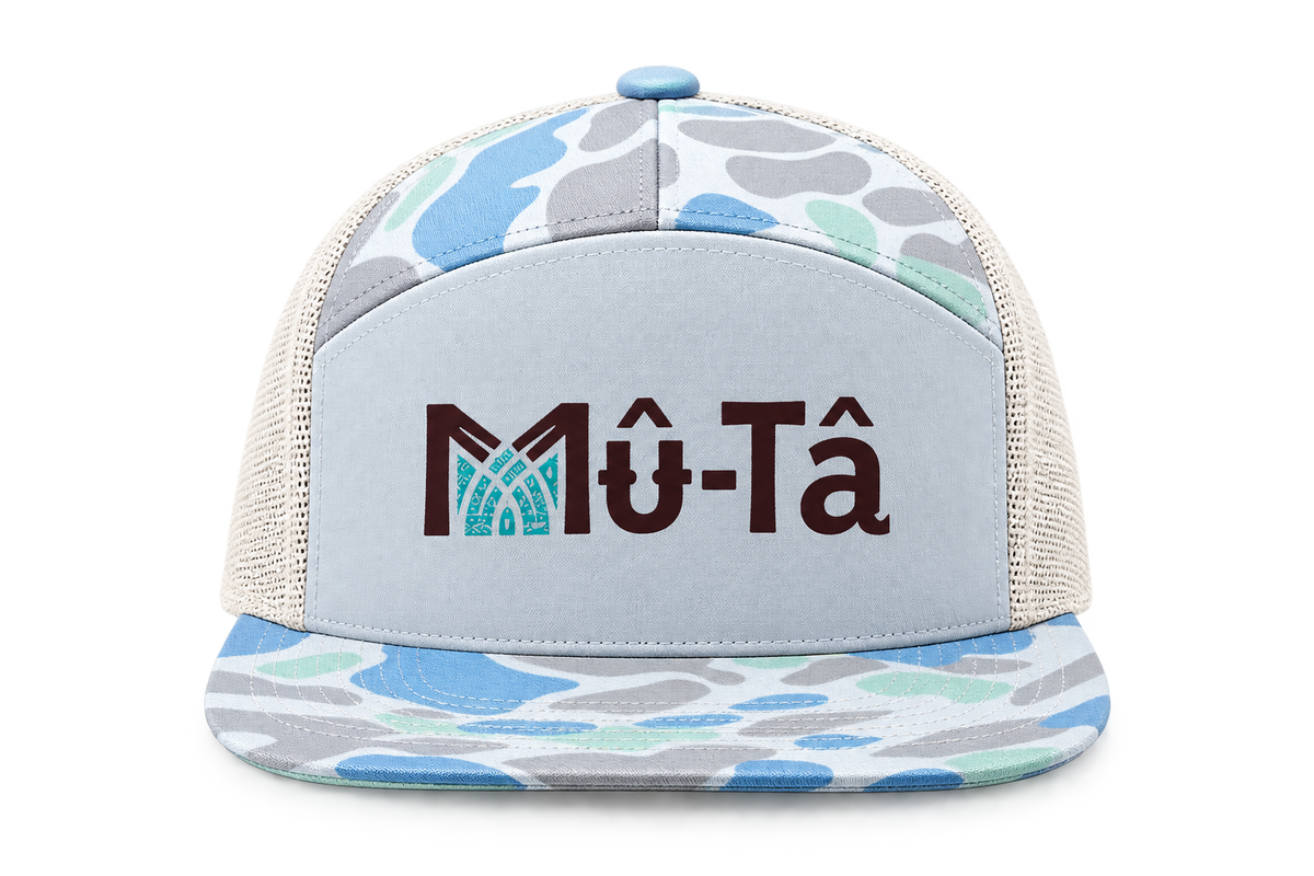 Casquette trucker Muta « Mû-Tâ » coloris camouflage Saltwater Duck et gris glace