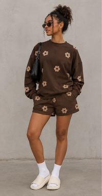 Brown clover set, sweatshirt and short