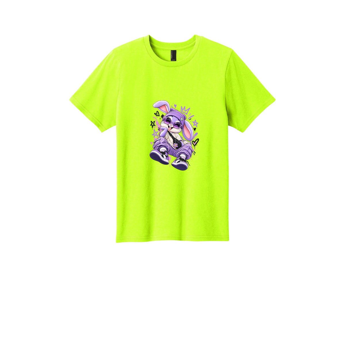 Kids Bunny Graphic Tee — Purple Bunny Streetwear Shirt for Youth