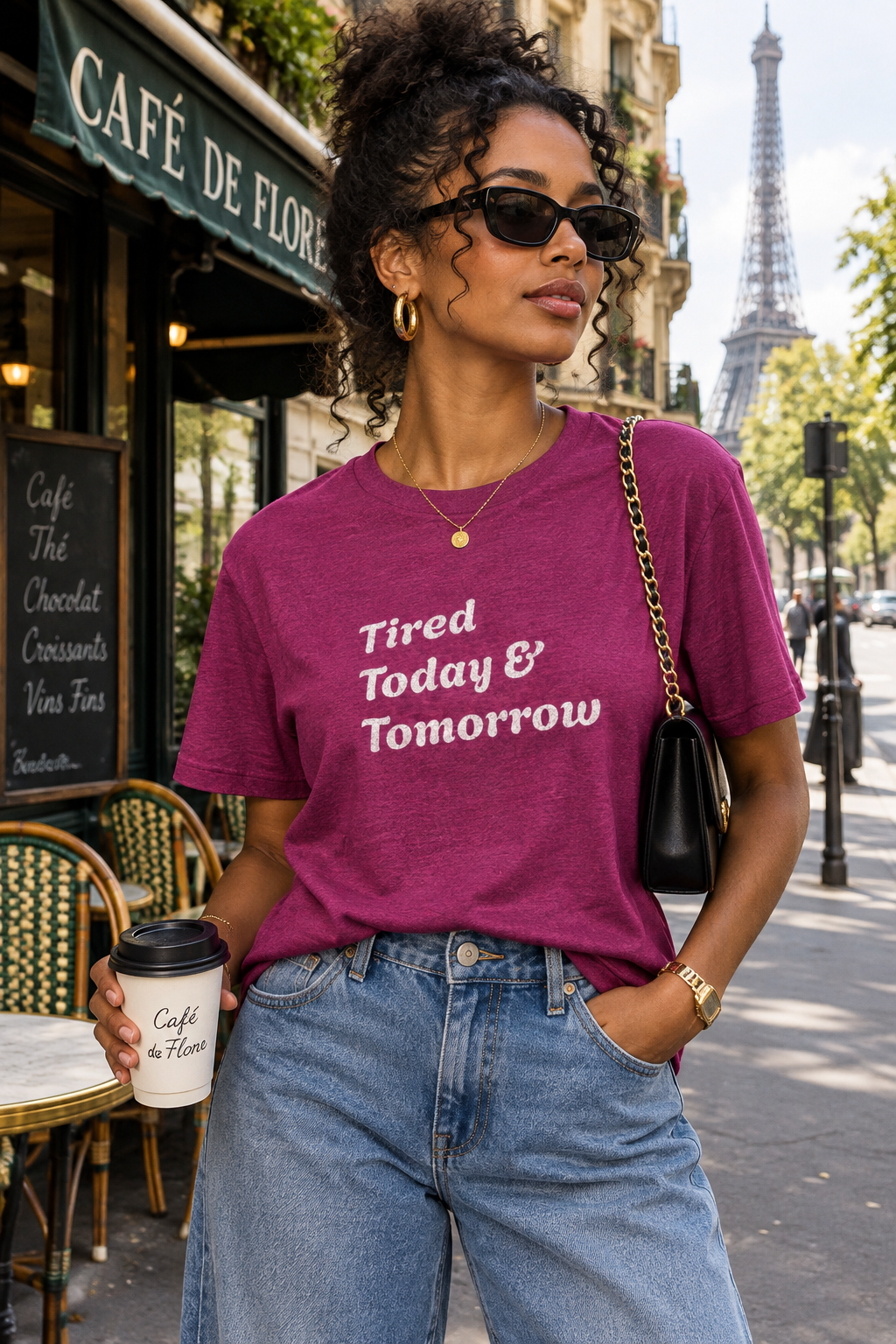 T-Shirt — "Tired Today & Tomorrow" Graphic Tee (Casual, Relaxed Vibe)