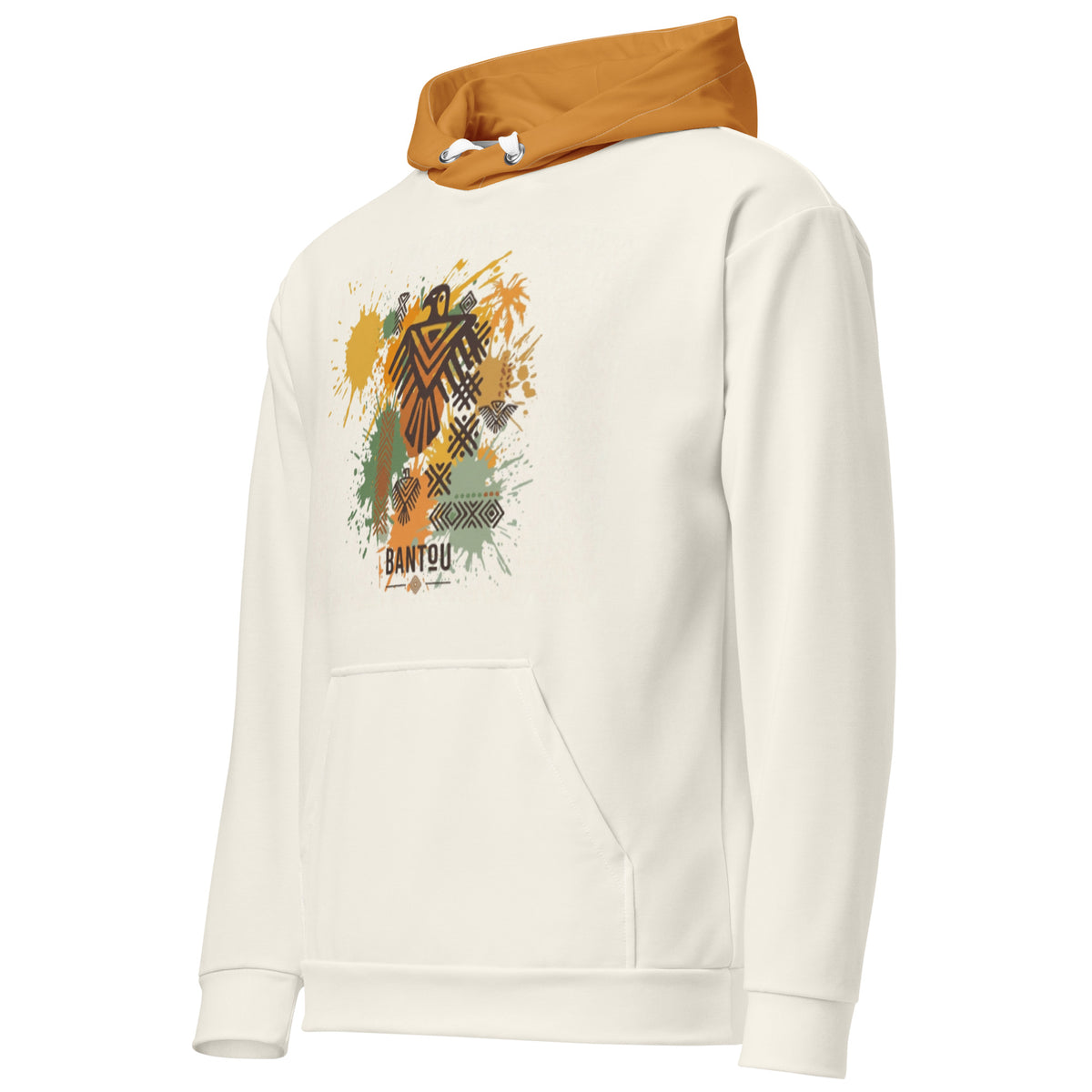 Sweat à capuche Muta imprimé all-over, vue de face légèrement de côté