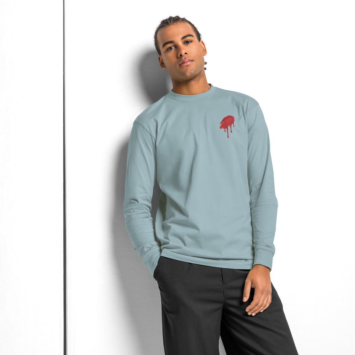 T-shirt manches longues « Minimalist Halloween » Muta coloris Agave, vue de face alternative