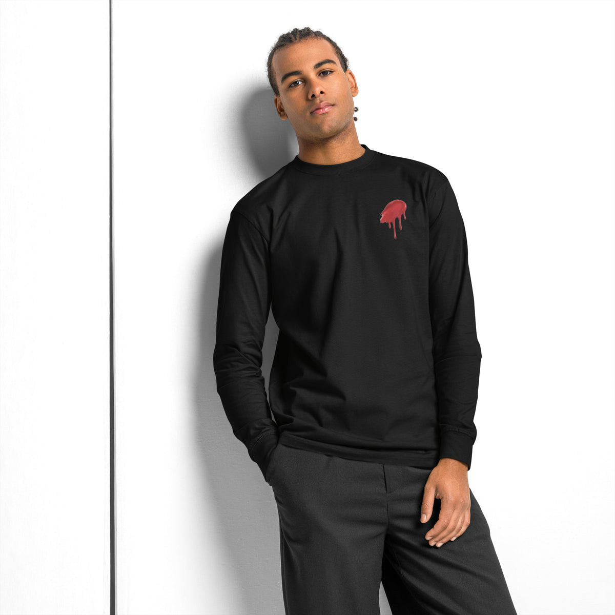 T-shirt manches longues « Minimalist Halloween » Muta coloris Black, vue de face alternative