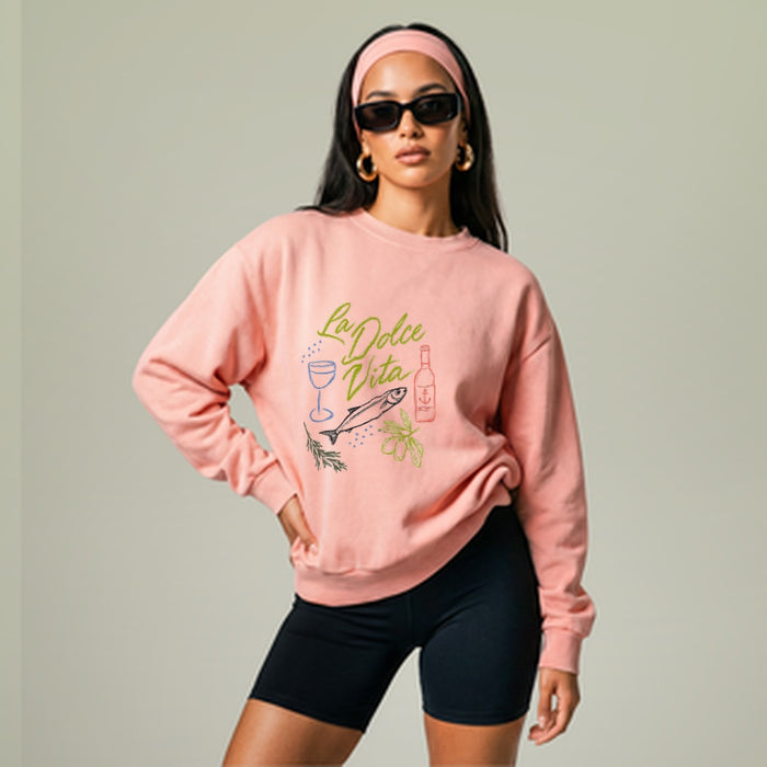 La Dolce Vita Sweatshirt — Vintage Italian Wine & Food Graphic Crewneck