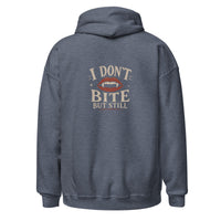 Sweat à capuche « I don't bite » Muta coloris Heather Sport Dark Navy, vue de dos