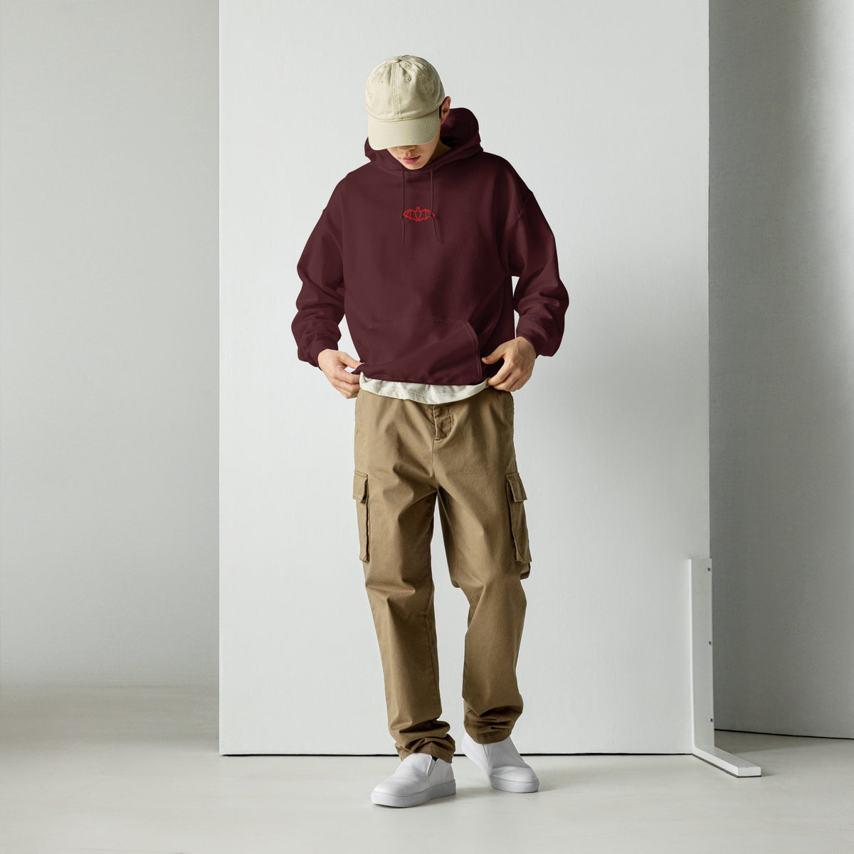 Sweat à capuche « I don't bite » Muta coloris Maroon, vue de face alternative