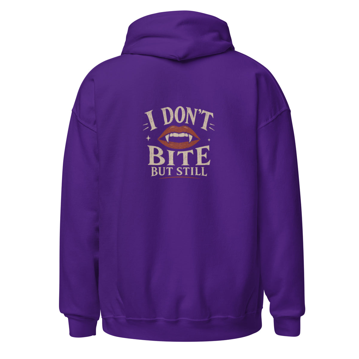 Sweat à capuche « I don't bite » Muta coloris Purple, vue de dos