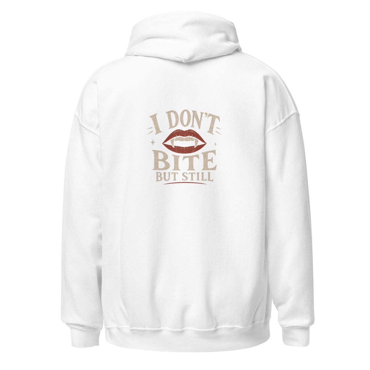 Sweat à capuche « I don't bite » Muta coloris White, vue de dos