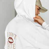 Sweat à capuche « I don't bite » Muta coloris White, vue de dos alternative