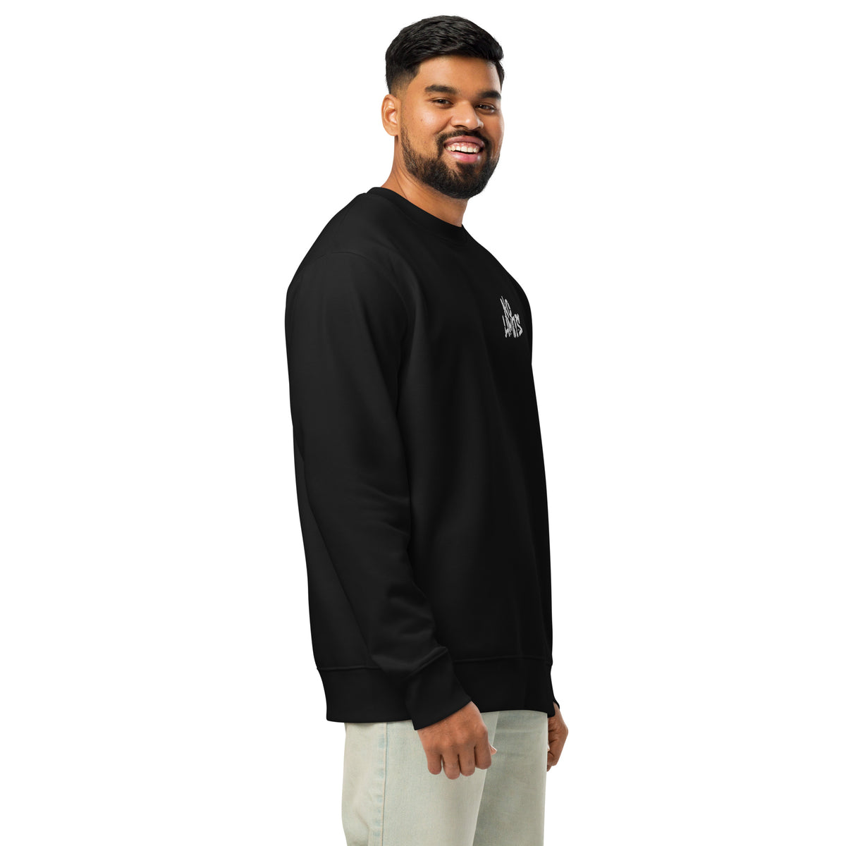 Sweat-shirt unisexe Muta coloris Black, vue de trois-quarts droit