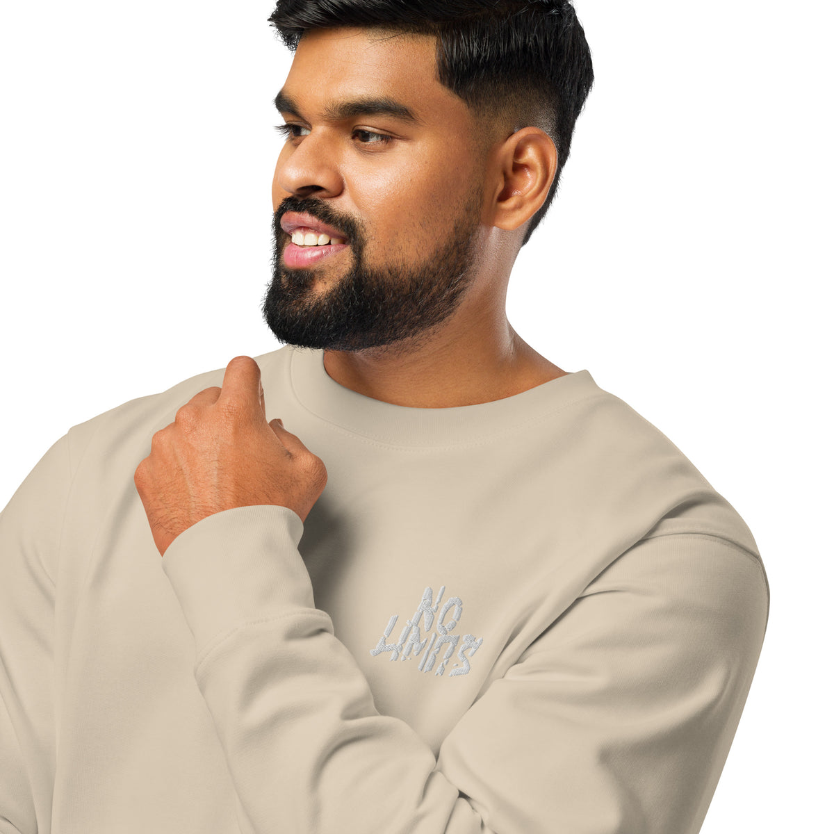 Sweat-shirt unisexe Muta coloris Desert Dust, second visuel de face