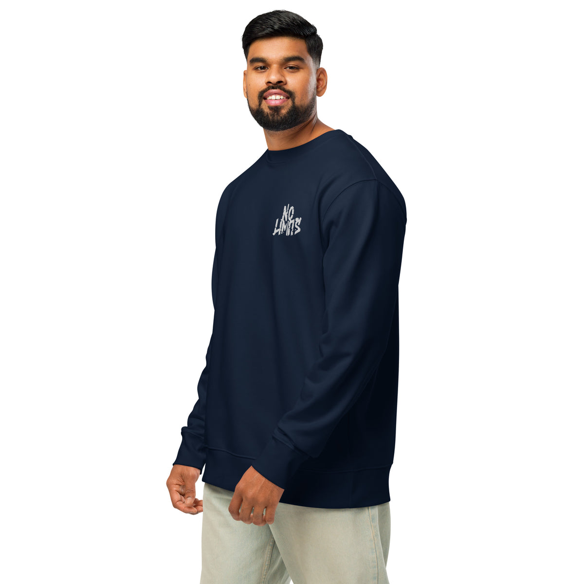 Sweat-shirt unisexe Muta coloris French Navy, vue de trois-quarts gauche