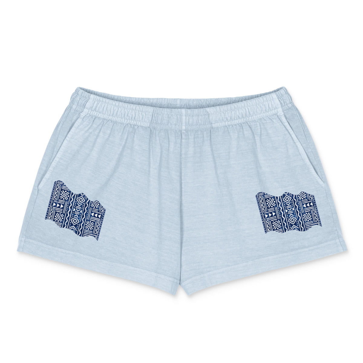 Short garment-dyed Muta coloris Light Washed Denim, vue de face